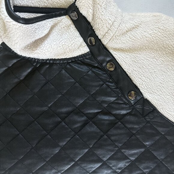 Abercrombie & Fitch Womens Quilted Fleece Pullover L Off White Black Jacket Coat - Picture 3 of 7